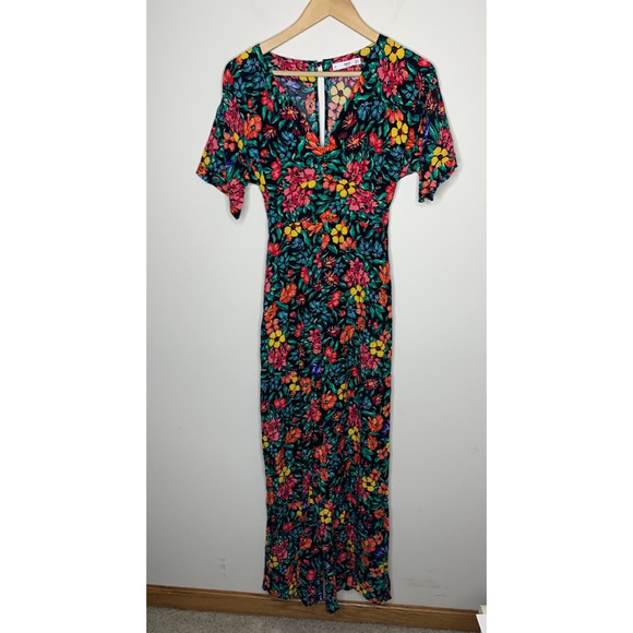MNG Casual Pants - MNG Casual Womens Romper Size 4 Floral Print Body Suit Cloth Buttons Open Back